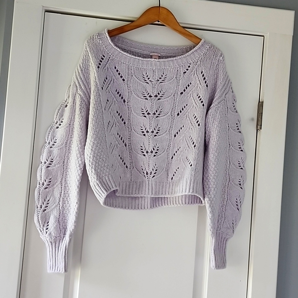 Victoria's Secret light gray with a lavendar hue cable knit sweater!